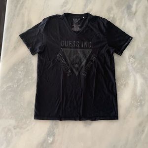 Guess Inc California Los Angeles V-Neck Casual Black Shirt Size M